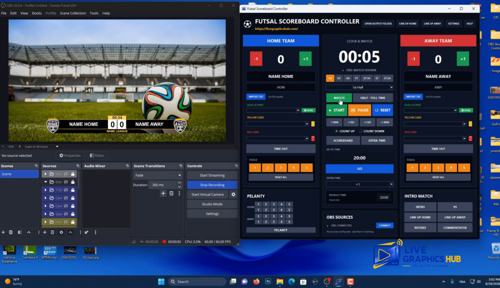 Futsal OBS Studio Graphics & Overlay Control Panel - Image 3