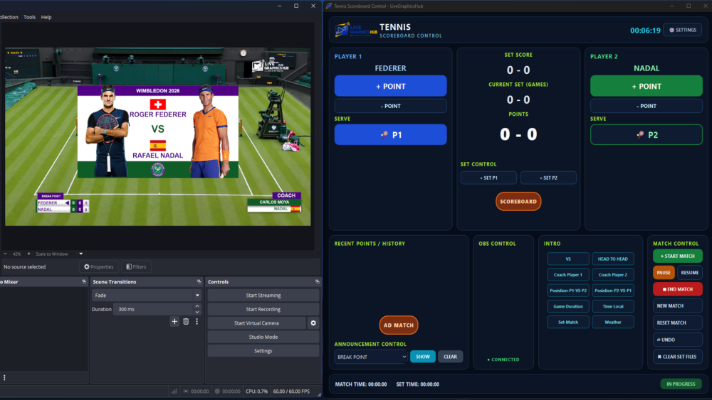 🎾Tennis OBS Graphics + Complete Control Panel - Image 2