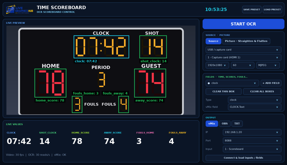 Time Scoreboard – Automated Scoreboard OCR & Live Data Reader for vMix & OBS - Image 5